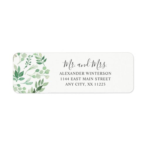 Greenery Botanical MR  MRS return address Label