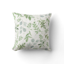 Greenery botanical pillow - watercolor design