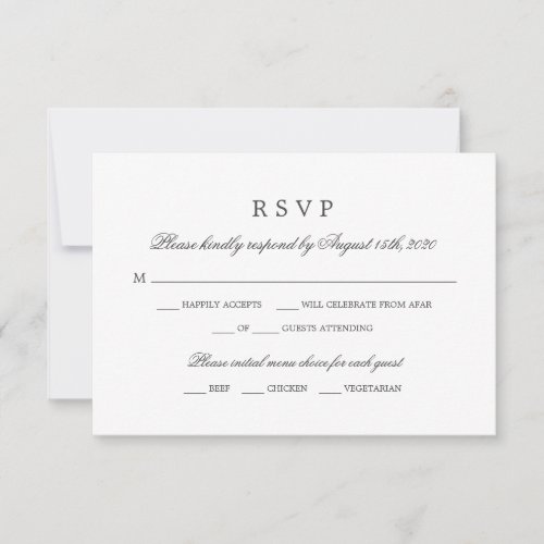 Greenery  Botanical Reply with Meal Choice RSVP Card