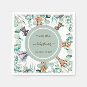 Greenery Botanical Safari Animals Baby Shower Napkins