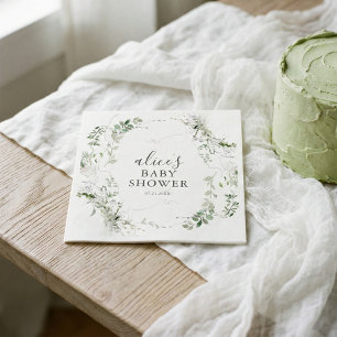 Greenery Botanical Script Baby Shower Napkins
