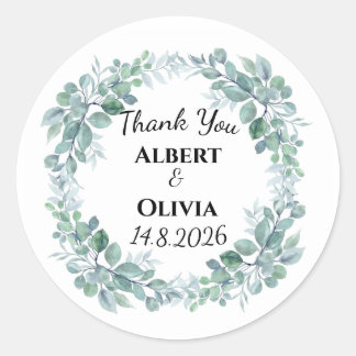 Greenery Botanical Wedding Favor Classic sticker