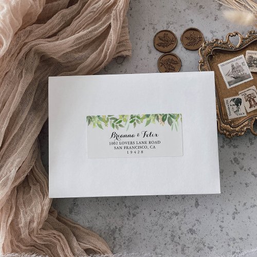 Greenery Botanical Wedding RSVP Address Label