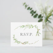 Greenery Botanical Wedding RSVP Invitation Postcard (Standing Front)