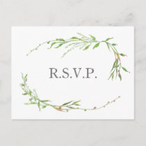Greenery Botanical Wedding RSVP Invitation Postcard