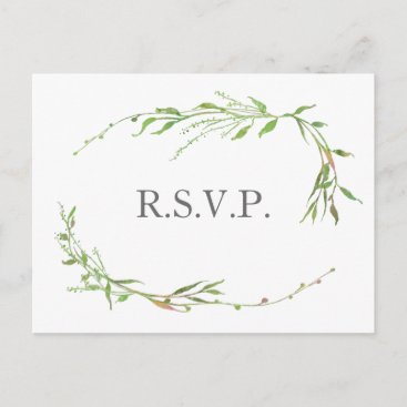 Greenery Botanical Wedding RSVP Invitation Postcard