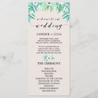 Greenery Botanical Wreath & Flower Wedding Program