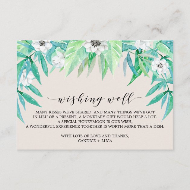 Greenery Botanical Wreath Wedding Wishing Well Enclosure Card