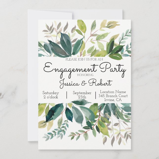 Greenery Bouquet Engagement Party Invitation (Front)