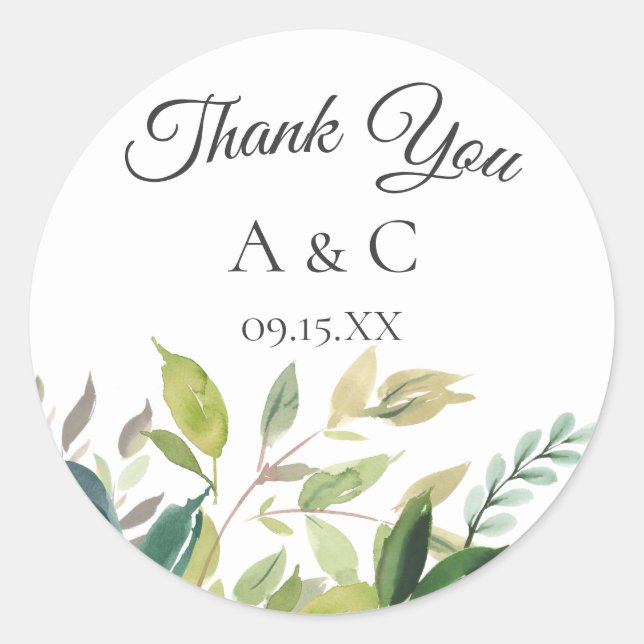 Greenery Bouquet Personalized Favor Sticker (Front)