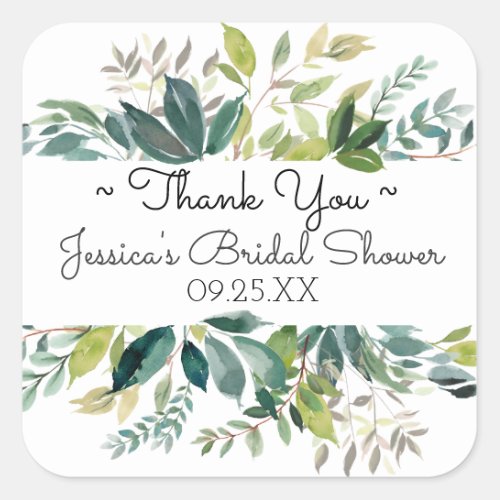 Greenery Bouquet Thank You Favor Sticker