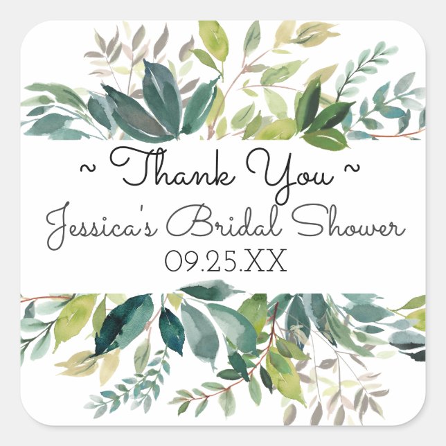 Greenery Bouquet Thank You Favor Sticker (Front)