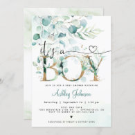 Greenery Boy Baby Shower Invitation