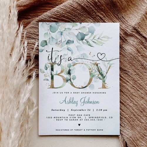 Greenery Boy Baby Shower Invitation