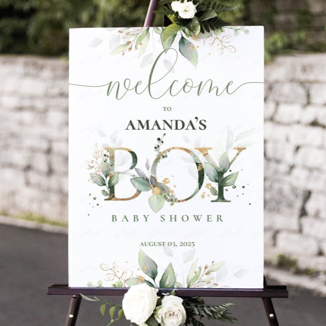 Greenery Boy Baby Shower Welcome Sign (Creator Uploaded)