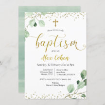 Greenery Boy Baptism Invitation