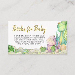 Greenery Boy Dinosaur Baby Shower Books for Baby Enclosure Card