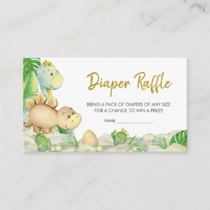 Greenery Boy Dinosaur Baby Shower Diaper Raffle Enclosure Card