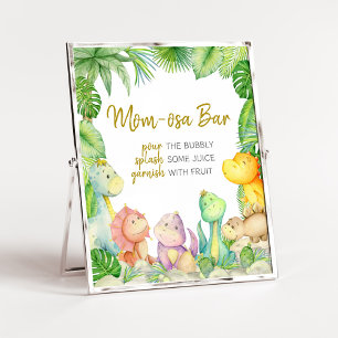 Greenery Boy Dinosaur Baby Shower Mom Osa Bar Poster