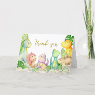 Greenery Boy Dinosaur Baby Shower Thank You Card