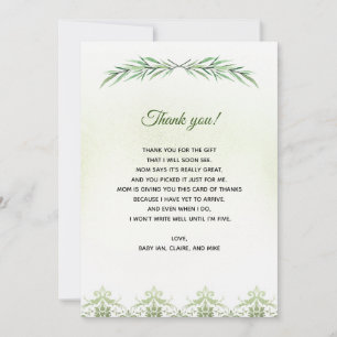 Greenery Branch Baby Shower Thank You Card