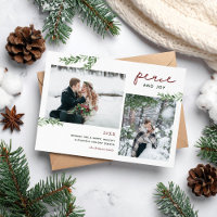 Greenery Branches 2 Photo Magnetic Holiday Card