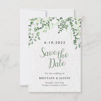 Greenery Branches and Leaves Save The Date