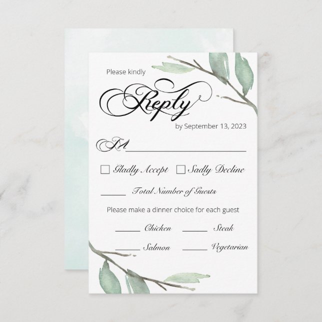 Greenery Branches RSVP Card (Front/Back)