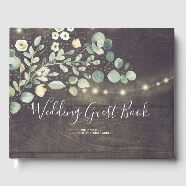 Greenery Branches Rustic Country Wedding Guest Book (Front)
