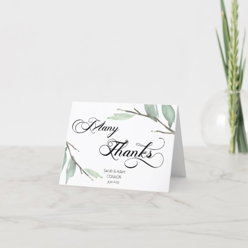 Greenery Branches Thank you Card _ Folded