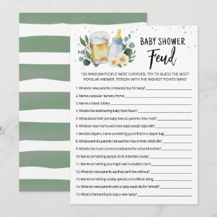 Greenery Brewing Baby Shower Feud Game Card