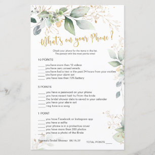 Greenery Bridal Game What's on Your Phone