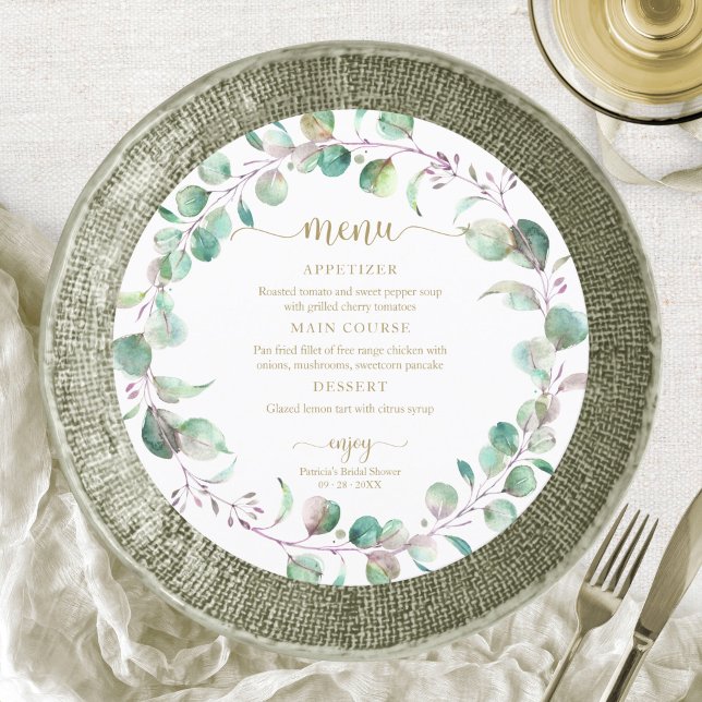 Greenery Bridal Shower Circle Menu Invitation (Creator Uploaded)