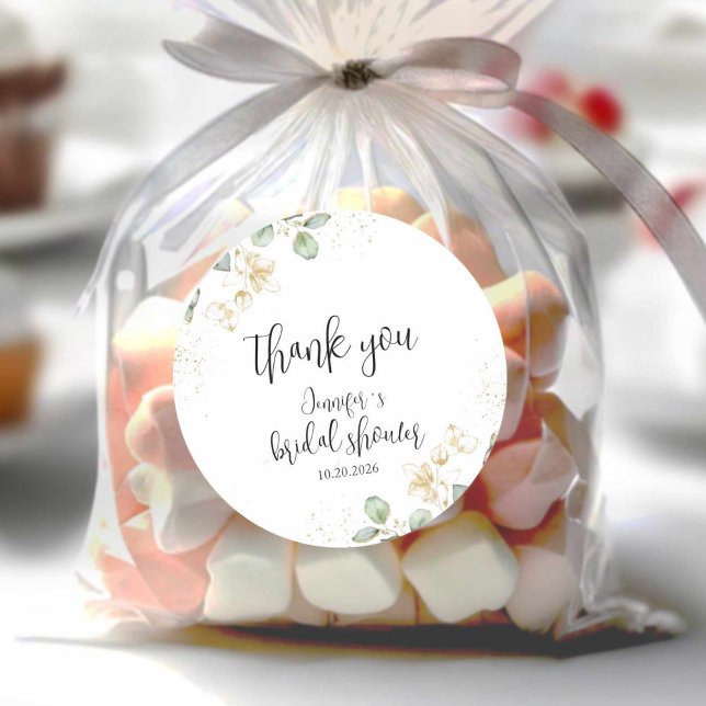 Greenery Bridal Shower Classic Round Sticker (Creator Uploaded)