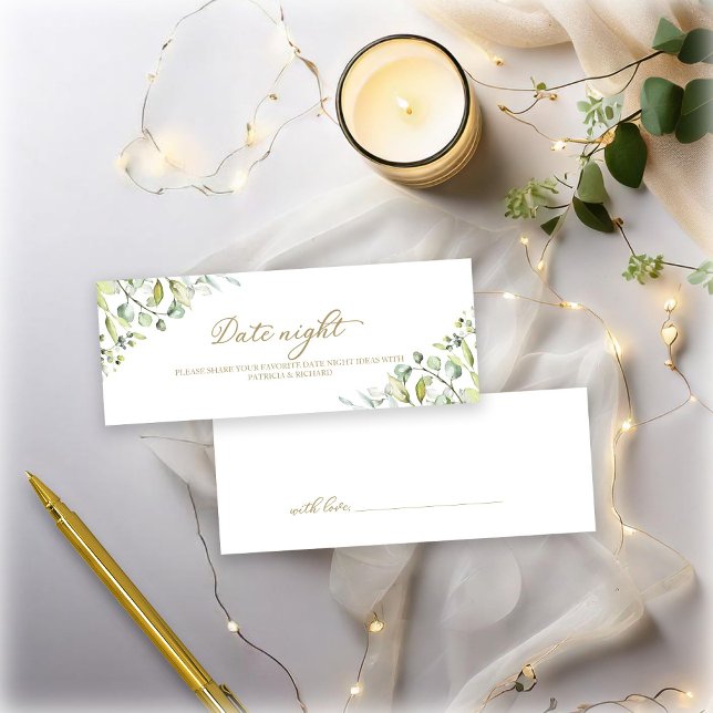 Greenery Bridal Shower Date Night Cards (Creator Uploaded)