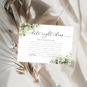 Greenery Bridal Shower Date Night Ideas Card