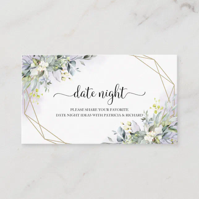 Greenery Bridal Shower Date Night Jar Cards Zazzle 