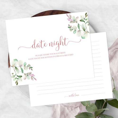 Greenery Bridal Shower Date Night Jar Cards