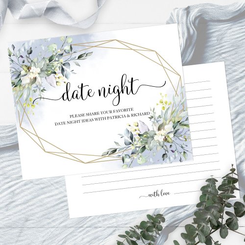 Greenery Bridal Shower Date Night Jar Cards