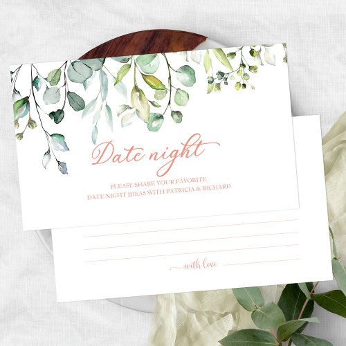 Greenery Bridal Shower Date Night Jar Cards