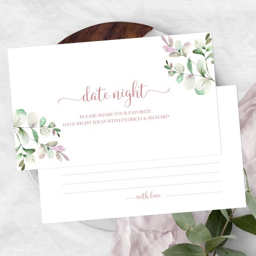 Greenery Bridal Shower Date Night Jar Cards