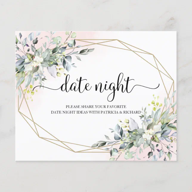 Greenery Bridal Shower Date Night Jar Cards Zazzle 