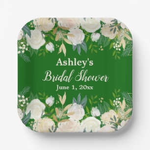 Greenery Bridal Shower Emerald Engagement Party Paper Plates