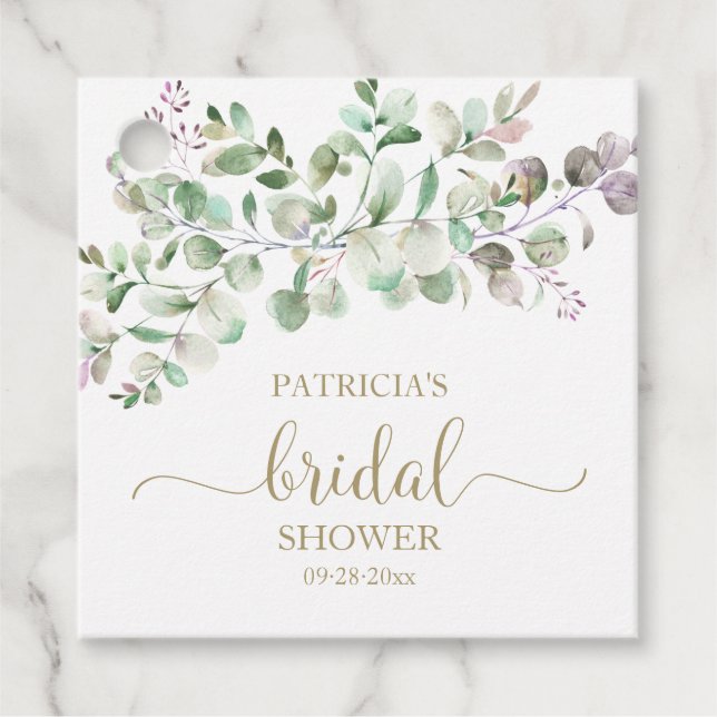Greenery Bridal Shower Favor Tags (Front)