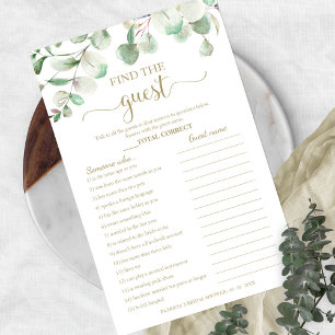 Greenery Bridal Shower Find The Guest Game Flyer