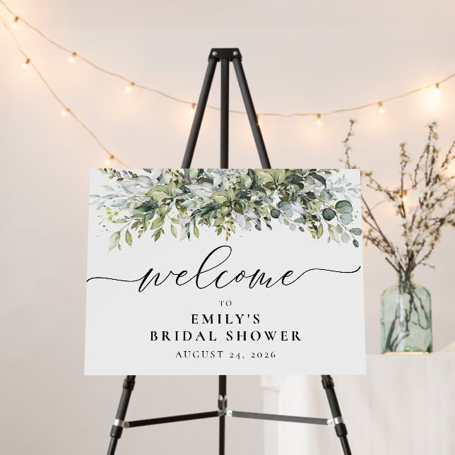 Greenery Bridal Shower Foam Boards, Welcome Sign (In Situ (Stand))