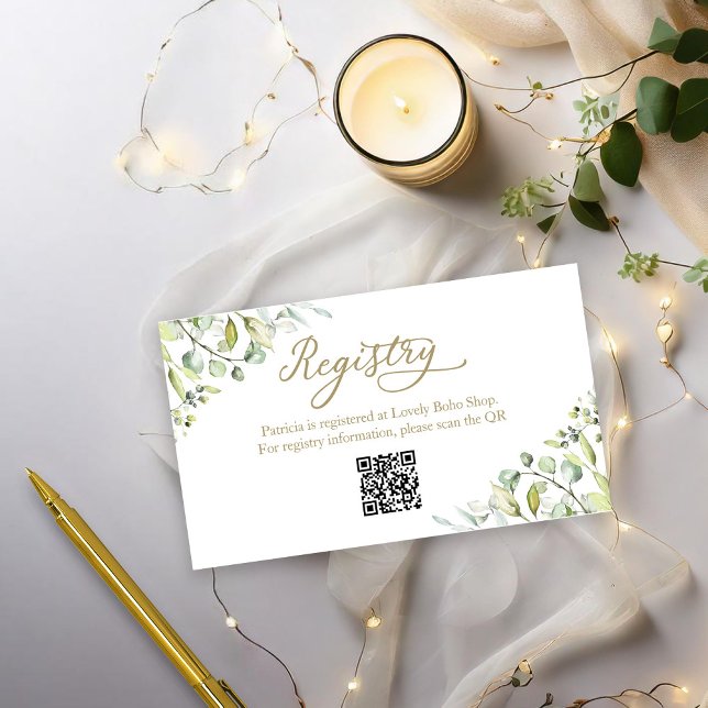 Greenery Bridal Shower Gift Registry QR Insert (Creator Uploaded)