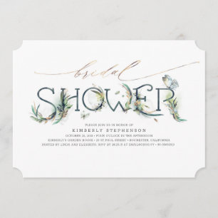 Greenery Bridal Shower Gold Calligraphy Invitation