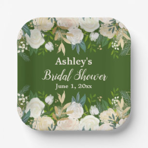 Greenery Bridal Shower Green Gold Engagement Party Paper Plates