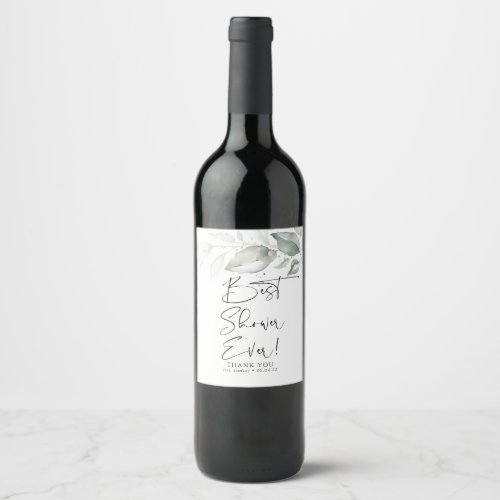 Greenery Bridal Shower Hostess Thank You Gift Wine Label